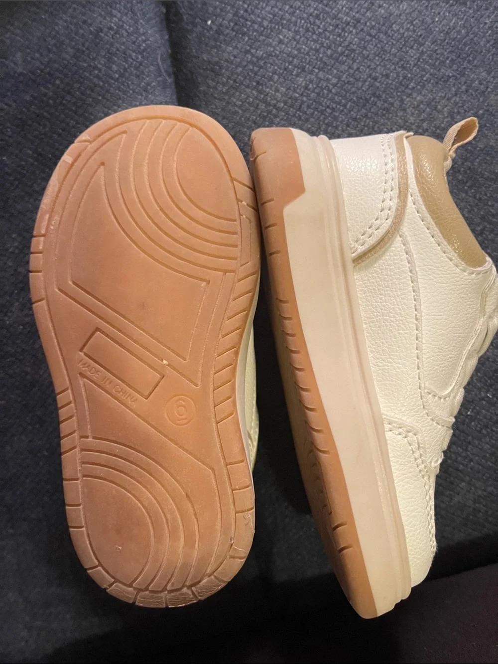 Old Navy  White Toddler Sneakers with Brown Trim & Bottoms